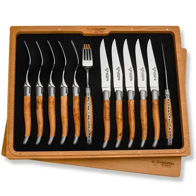 Ménagère Laguiole 12 pièces - Couteaux et fourchettes haut de gamme