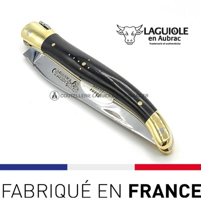couteau de poche laguiole bois ébène mitres laiton