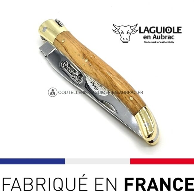couteau de poche laguiole bois olivier mitres laiton