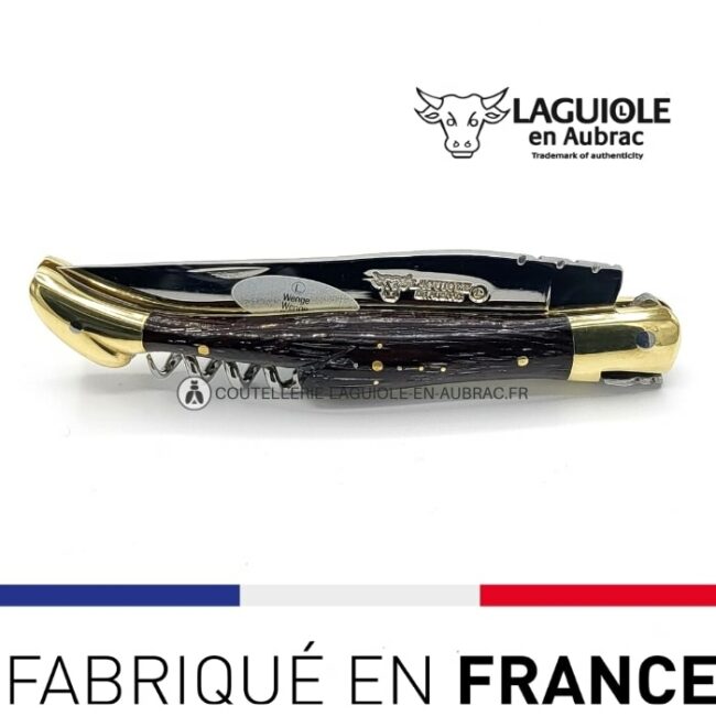 couteau laguiole avec tire bouchon manche wenge laiton