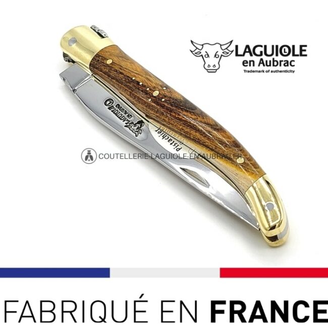 couteau laguiole bois de pistachier mitres laiton