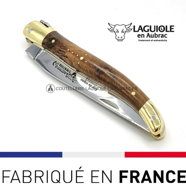 couteau laguiole cep de vigne mitres laiton