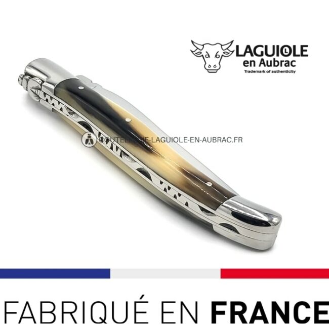 couteau laguiole corne blonde inox