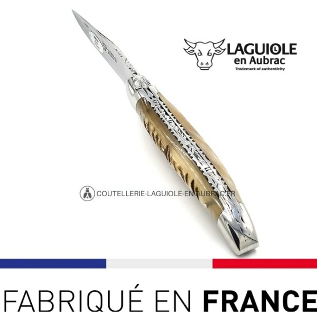 couteau laguiole double platines manche croute de bélier