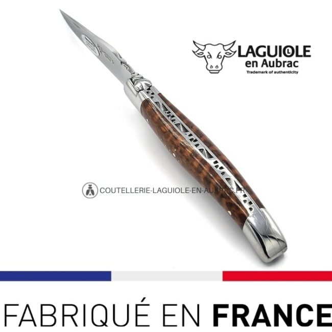 couteau laguiole en aubrac manche amourette mitres inox