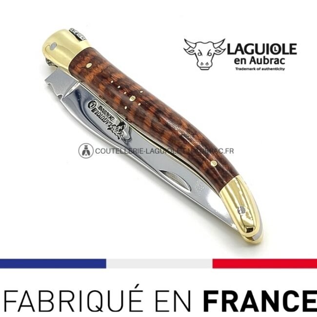 couteau laguiole en aubrac manche amourette mitres laiton