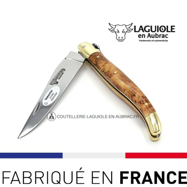 couteau laguiole en Aubrac manche en genévrier laiton