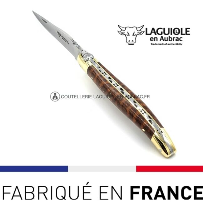 couteau laguiole manche amourette mitres laiton