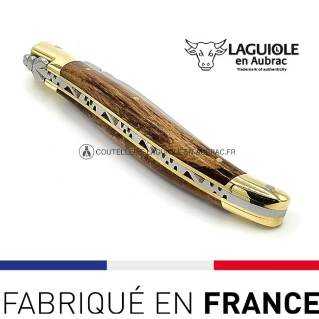 couteau laguiole pliant cep de vigne mitres laiton