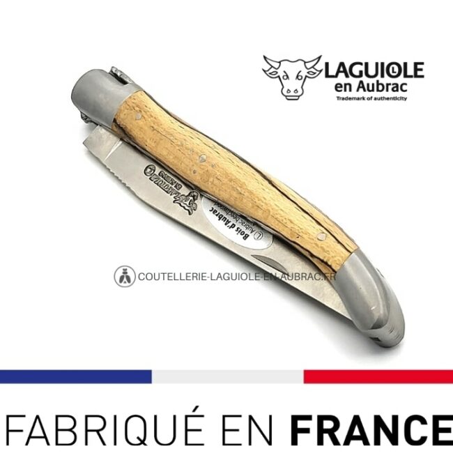 couteau laguiole pliant double platines bois aubrac satiné