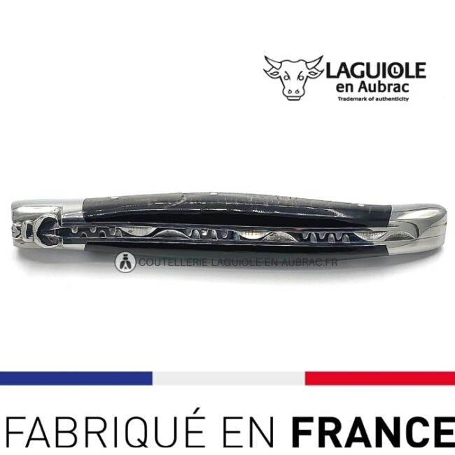couteau laguiole pliant manche croute de buffle noire
