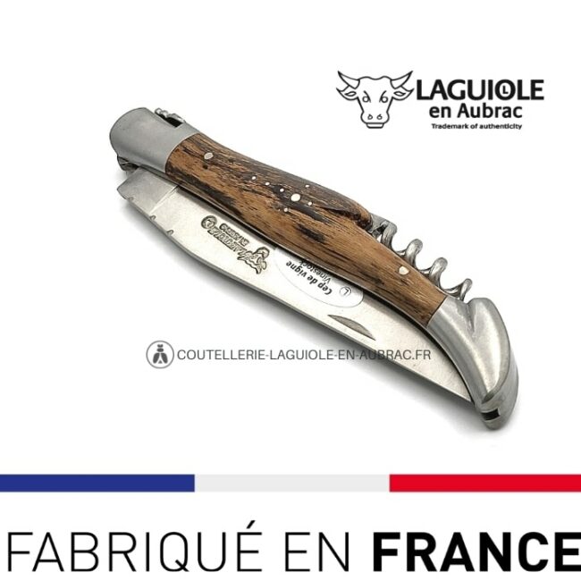couteau laguiole tire bouchon 12cm cep de vigne