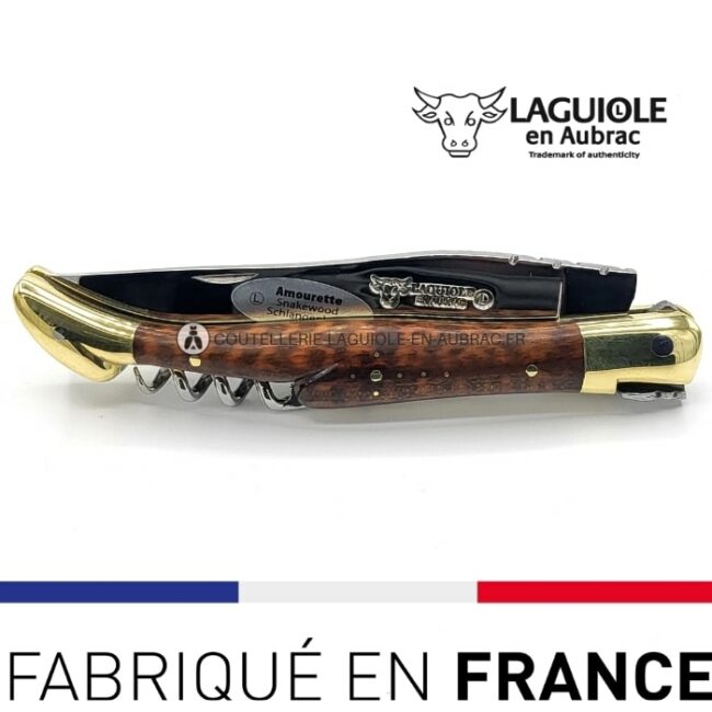couteau laguiole tire bouchon amourette mitres laiton