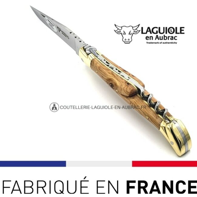 couteau laguiole tire bouchon genevrier laiton