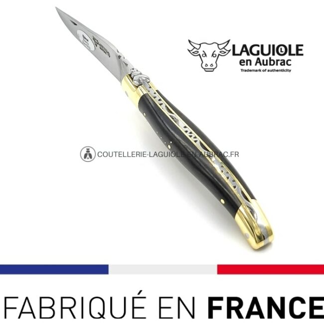 couteau pliant laguiole bois ébène laiton