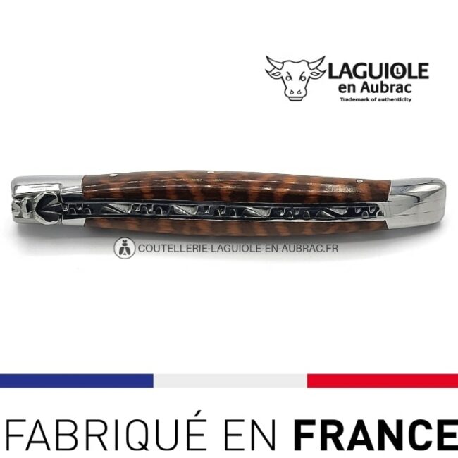 couteau pliant laguiole en aubrac bois amourette inox