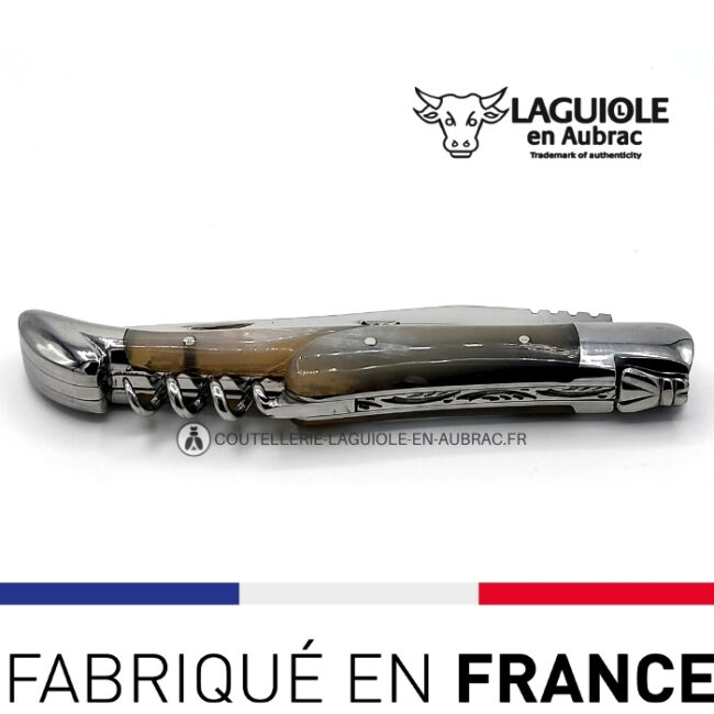 couteau pliant manche corne inox brillant