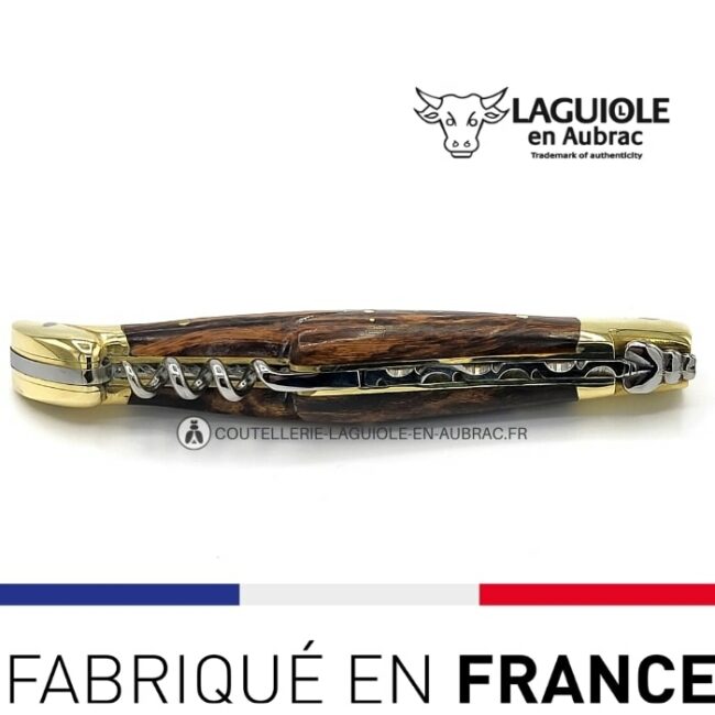 couteau tire bouchon laguiole manche cep de vigne laiton