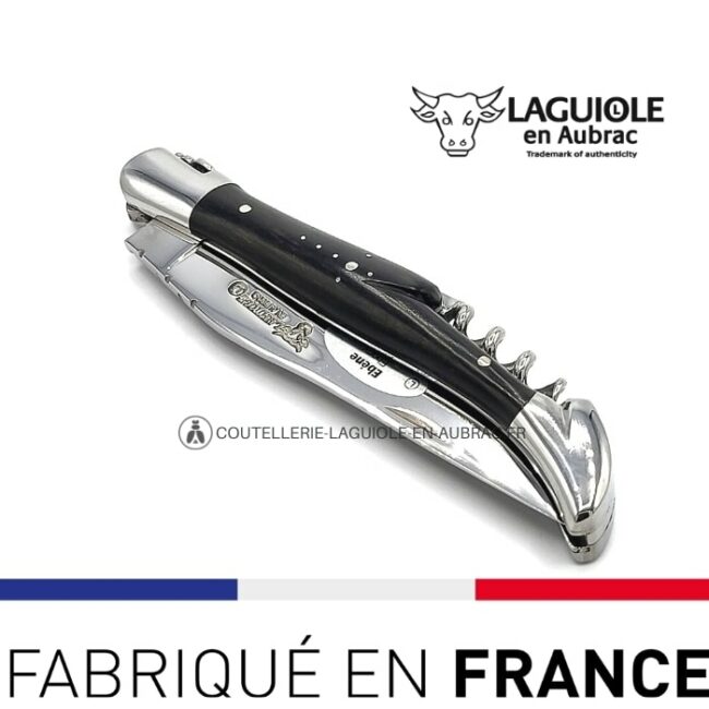 couteau tire bouchon laguiole manche ébène noir
