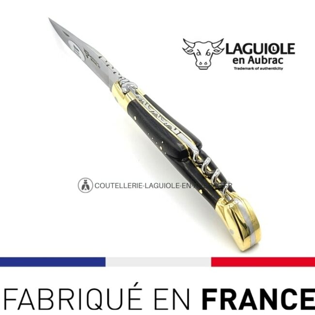 laguiole avec tire bouchon ébène mitres laiton