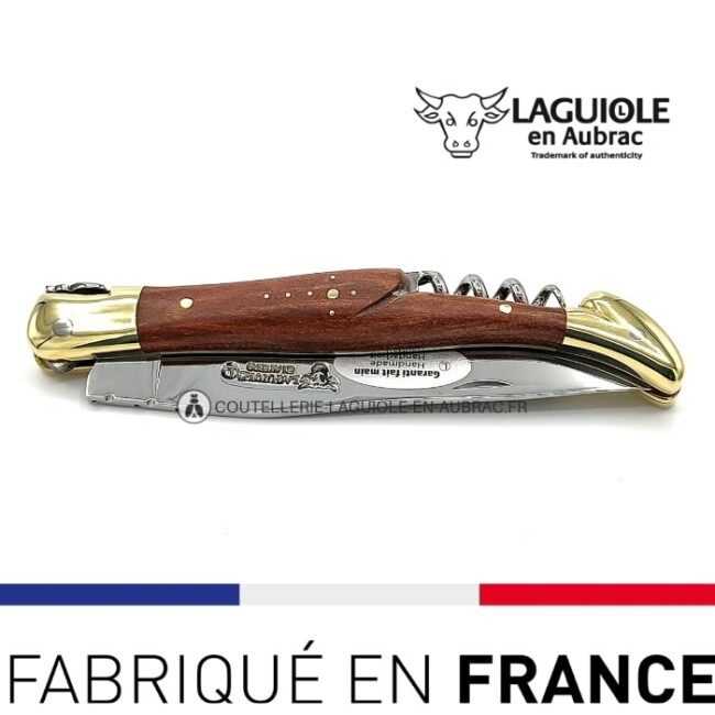 laguiole avec tire bouchon mitres laiton manche red heart