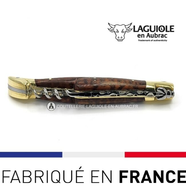 laguiole pliant avec tire bouchon amourette laiton