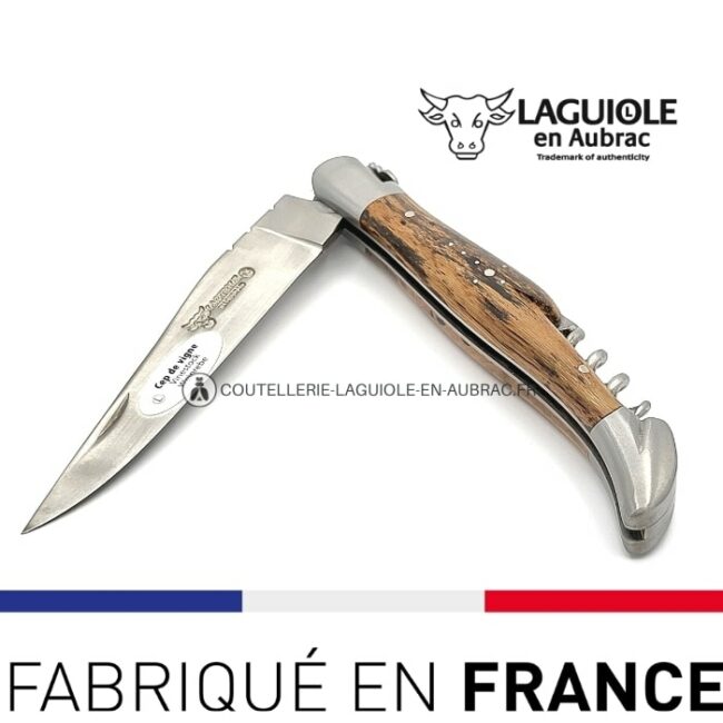laguiole pliant avec tire bouchon manche cep de vigne