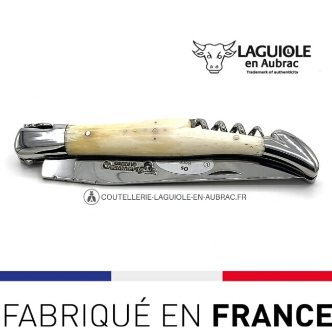 laguiole pliant avec tire bouchon manche os de boeuf