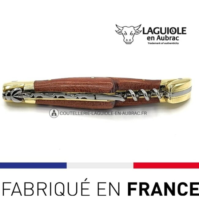 laguiole pliant avec tire bouchon mitres laiton manche red heart