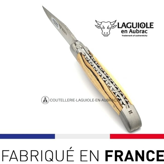 laguiole pliant double platines bois aubrac satiné