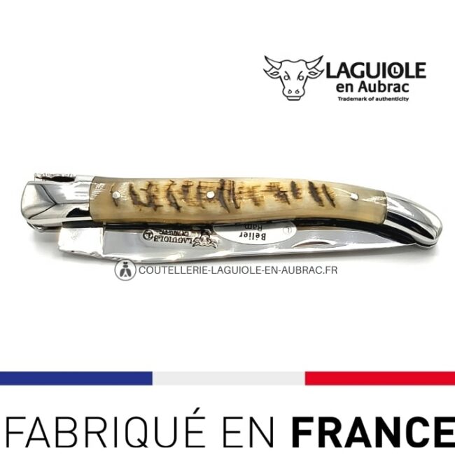 laguiole pliant double platines manche croute de bélier