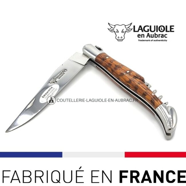 laguiole pliant tire bouchon manche bois amourette