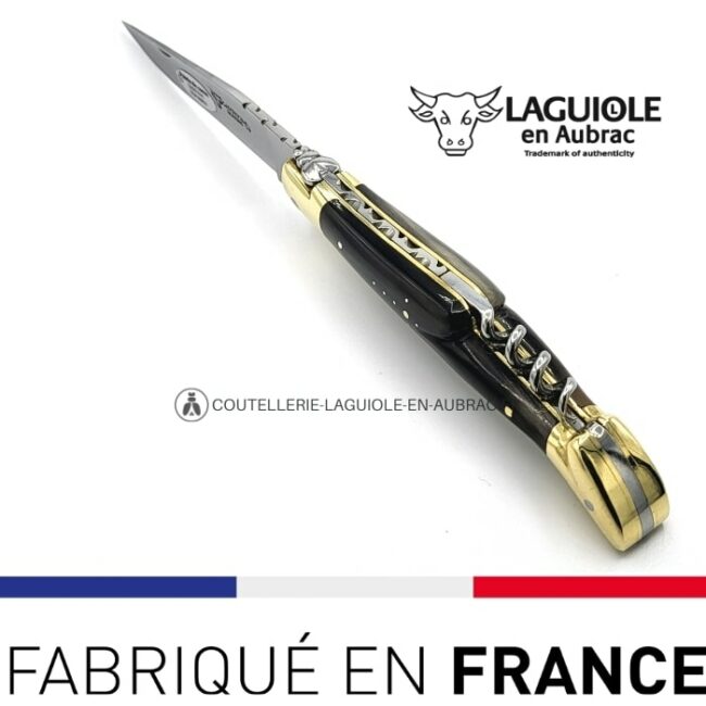 laguiole tire bouchon pointe de corne mitres laiton