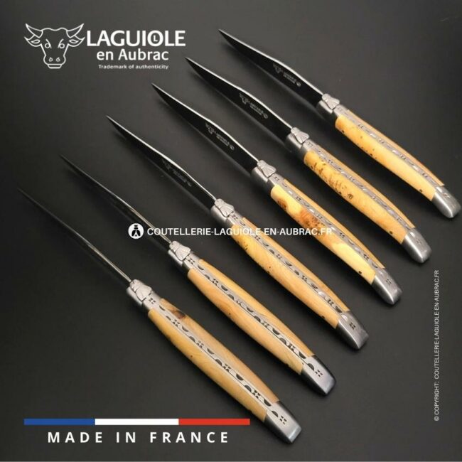 6 couteaux de table laguiole en bois de genévrier