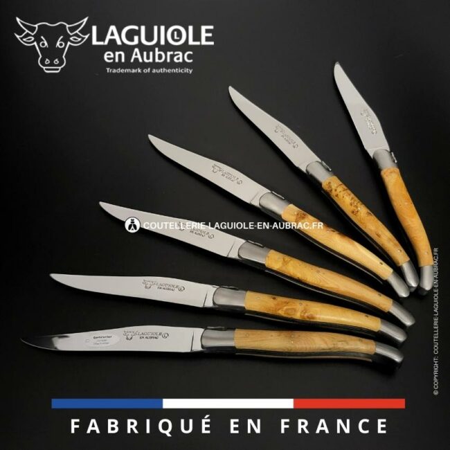 6 couteaux de table laguiole en bois de genévrier