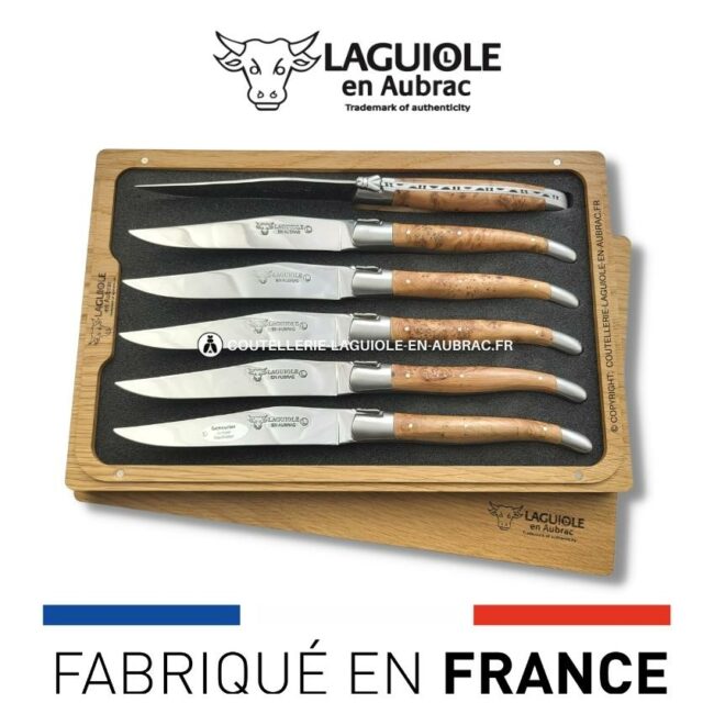 6 couteaux de table laguiole en bois de genévrier