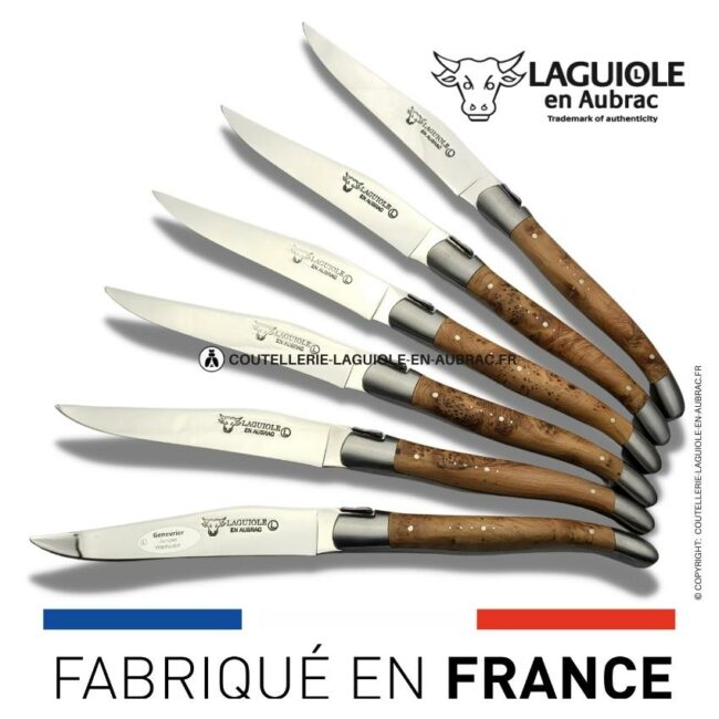 6 couteaux de table laguiole en bois de genévrier