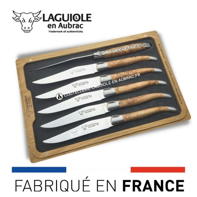 6 couteaux de table laguiole en bois de genévrier