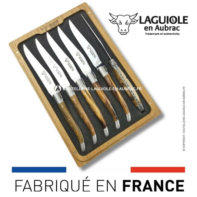 6 couteaux de table laguiole en bois de pistachier