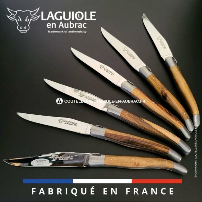 6 couteaux de table laguiole en bois de pistachier