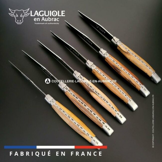 6 couteaux de table laguiole en bois de pistachier