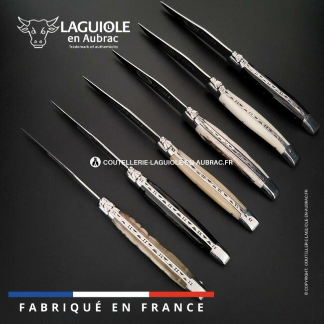 6 couteaux de table laguiole en cornes mixtes