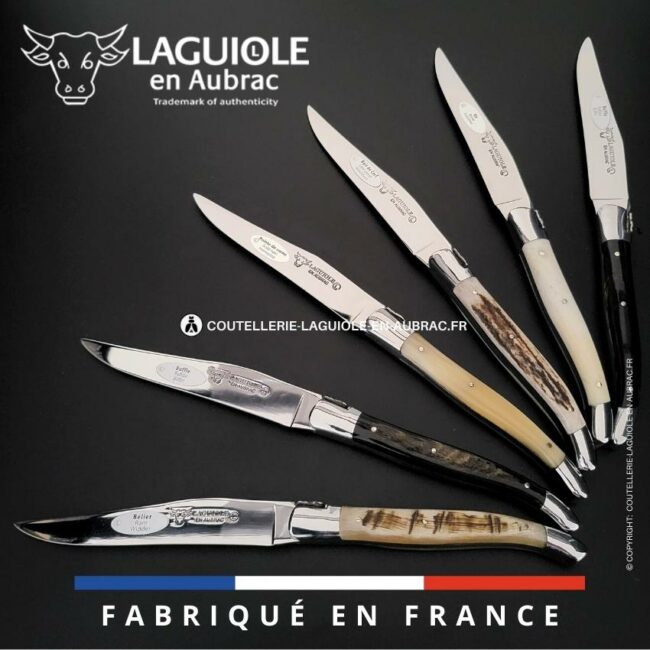 6 couteaux de table laguiole en cornes mixtes