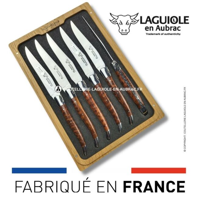 6 couteaux de table laguiole en bois d'amourette