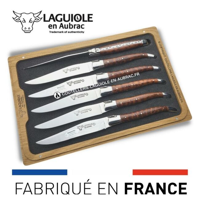 6 couteaux de table laguiole en bois d'amourette