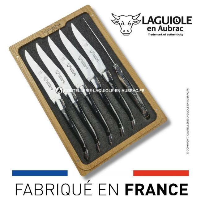 6 couteaux de table laguiole en corne de buffle