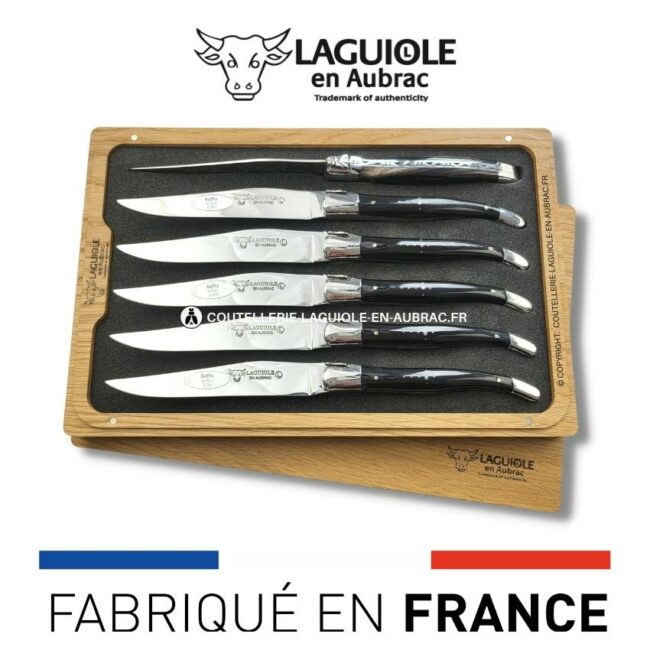 6 couteaux de table laguiole en corne de buffle