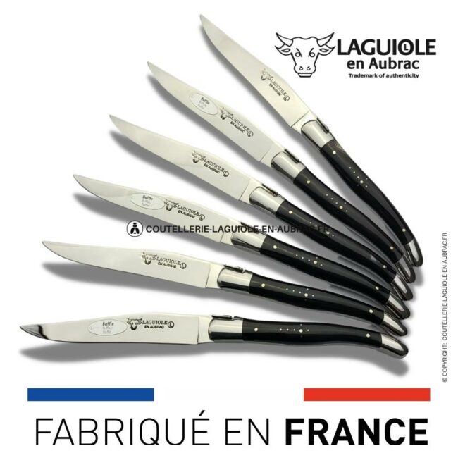 6 couteaux de table laguiole en corne de buffle