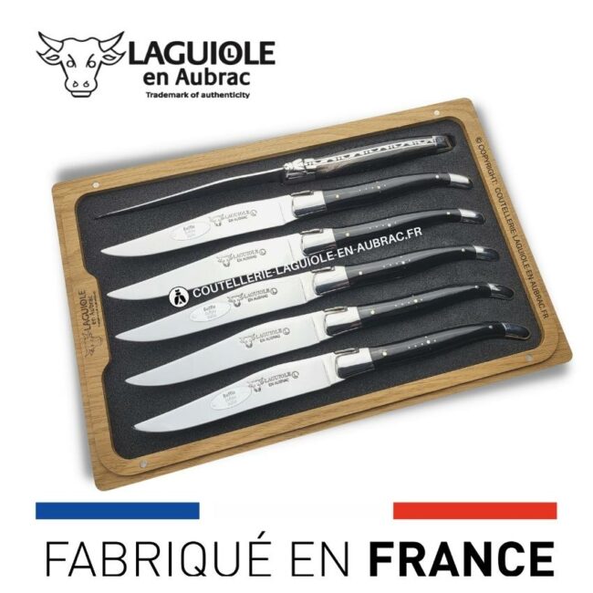 6 couteaux de table laguiole en corne de buffle