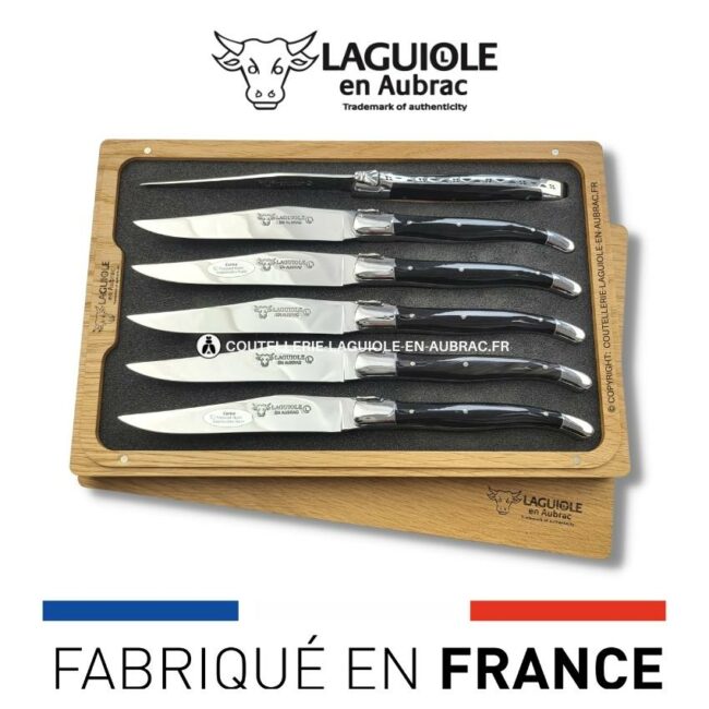 6 couteaux de table laguiole en corne pressée